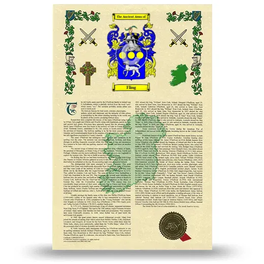 Fling Armorial History with Coat of Arms