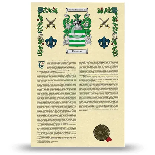 Fontaine Armorial History with Coat of Arms