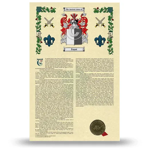 Foyot Armorial History with Coat of Arms