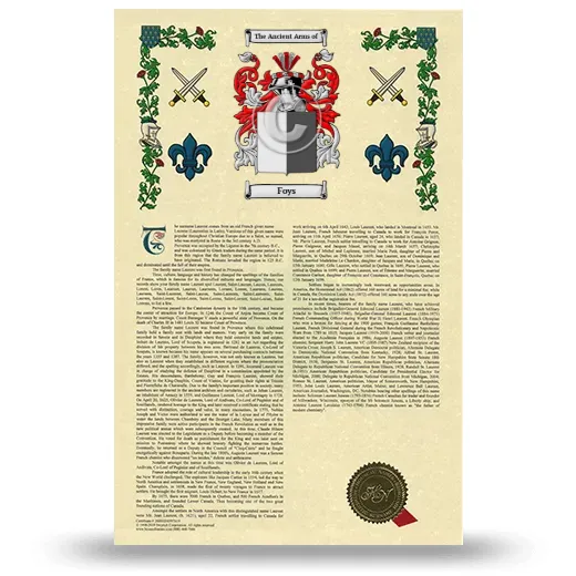Foys Armorial History with Coat of Arms