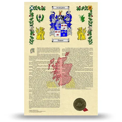 Fraser Armorial History with Coat of Arms