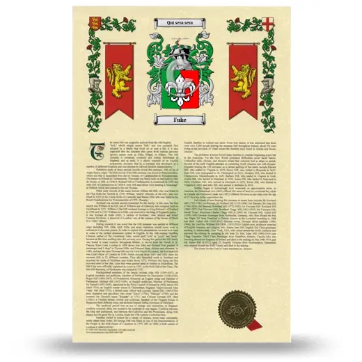 Fuke Armorial History with Coat of Arms
