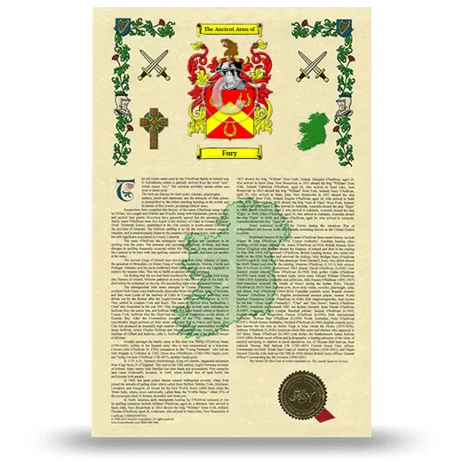 Fury Armorial History with Coat of Arms