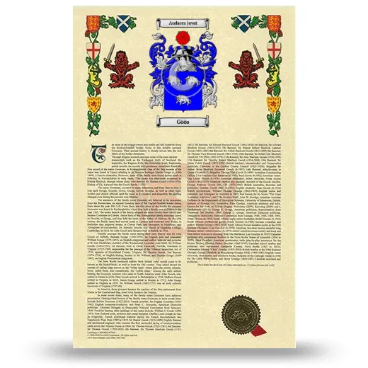 Göös Armorial History with Coat of Arms