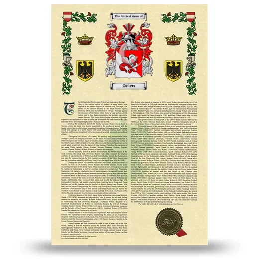 Gaiters Armorial History with Coat of Arms