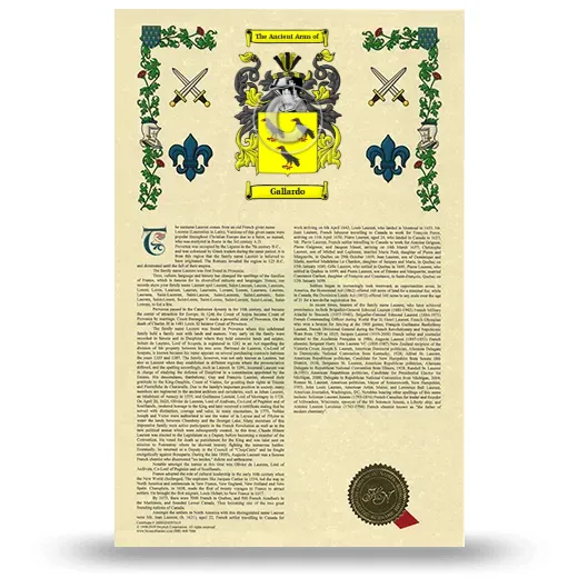 Gallardo Armorial History with Coat of Arms