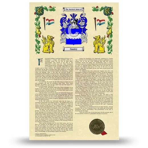 Gantry Armorial History with Coat of Arms