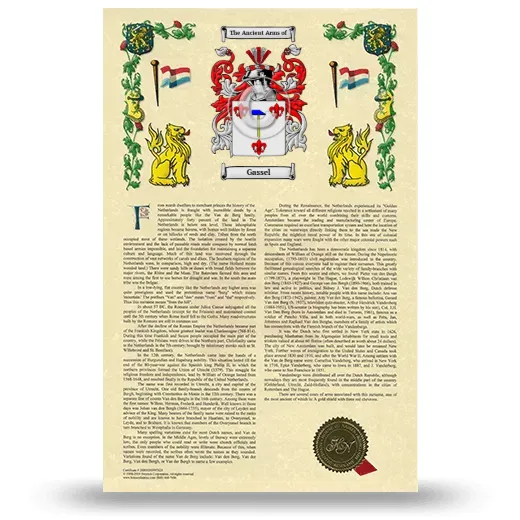 Gassel Armorial History with Coat of Arms