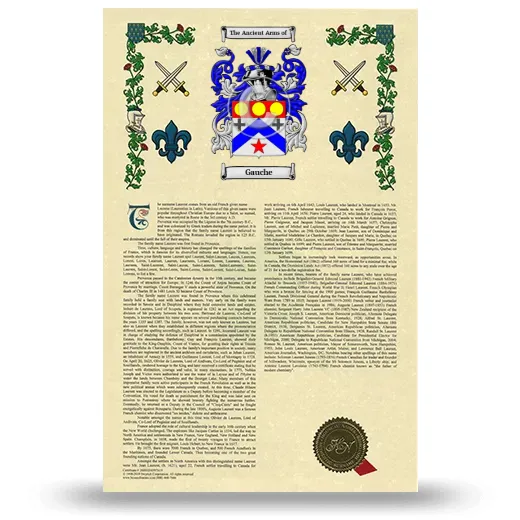 Gauche Armorial History with Coat of Arms