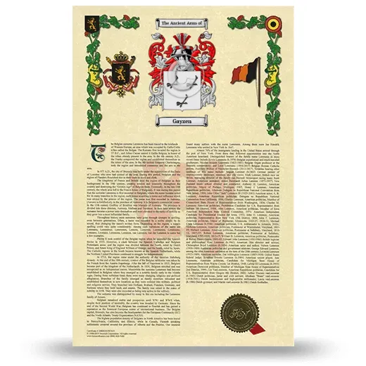 Gayzen Armorial History with Coat of Arms