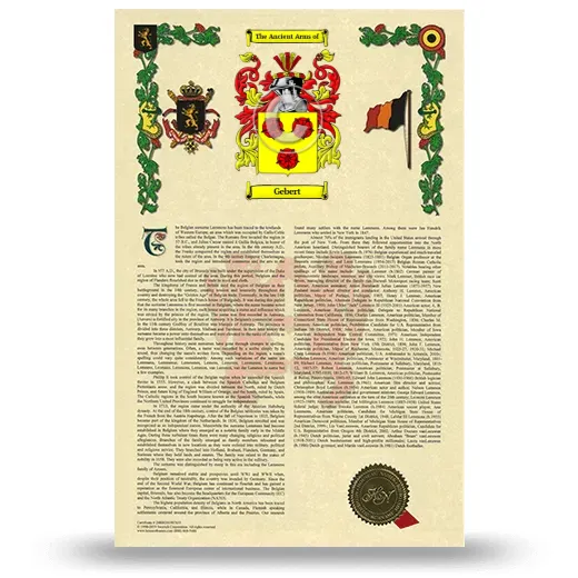 Gebert Armorial History with Coat of Arms