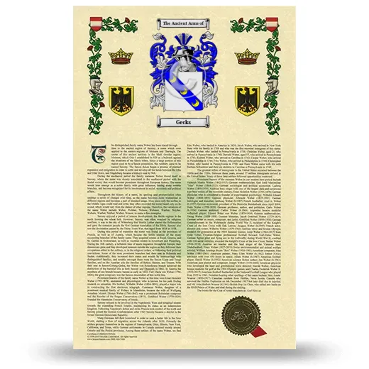 Gecks Armorial History with Coat of Arms