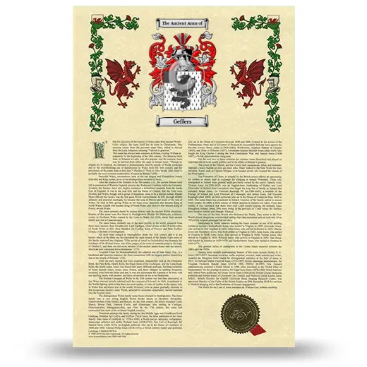 Geffers Armorial History with Coat of Arms