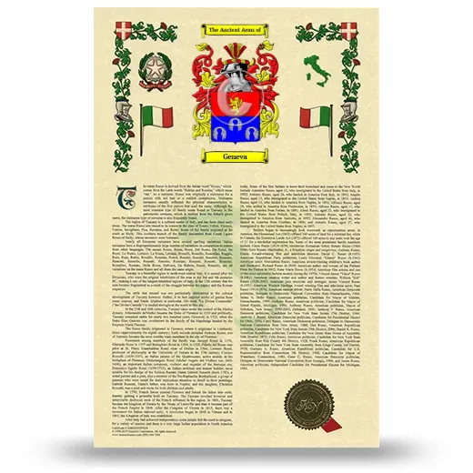 Geneva Armorial History with Coat of Arms