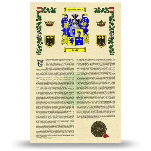 Gentil Armorial History with Coat of Arms