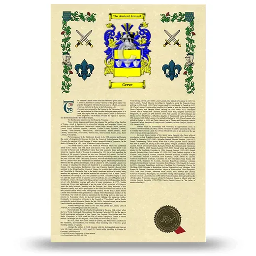 Gerve Armorial History with Coat of Arms