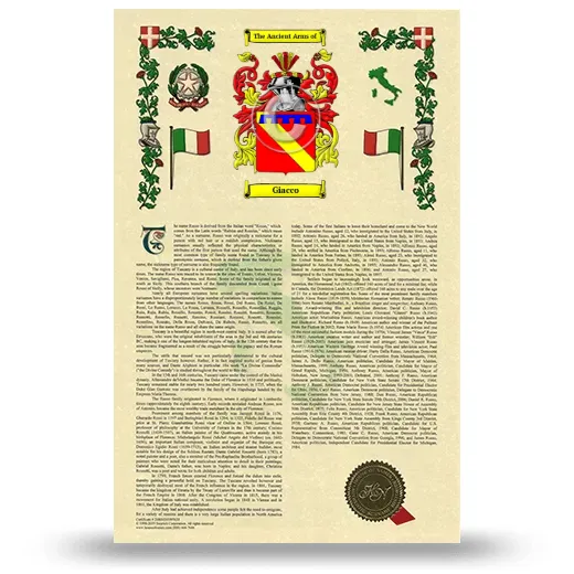 Giacco Armorial History with Coat of Arms