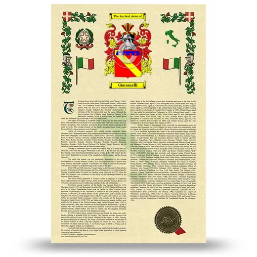 Giacomelli Armorial History with Coat of Arms