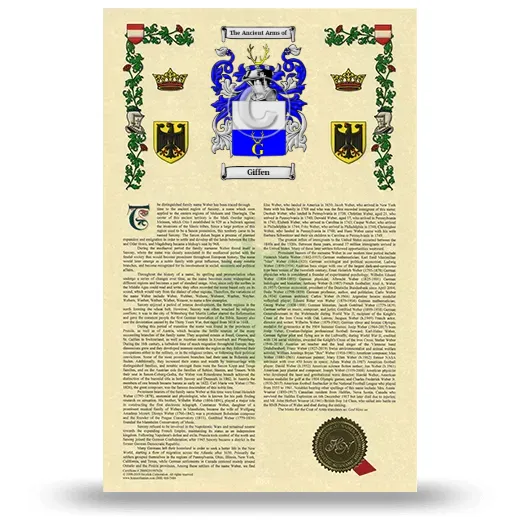 Giffen Armorial History with Coat of Arms