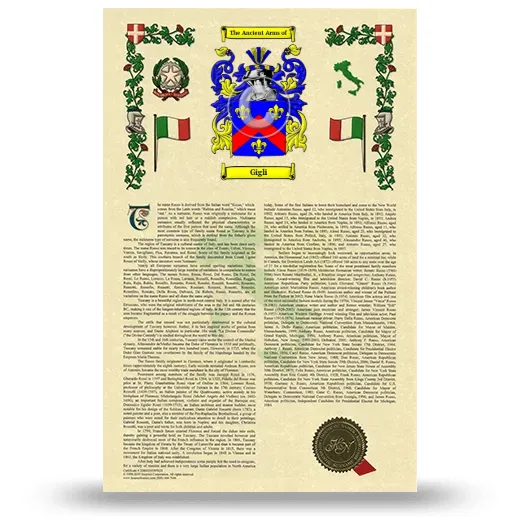 Gigli Armorial History with Coat of Arms