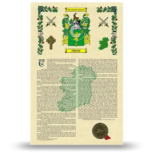 Gilhooly Armorial History with Coat of Arms