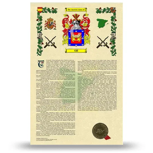 Gill Armorial History with Coat of Arms