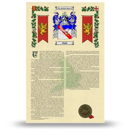 Glade Armorial History with Coat of Arms