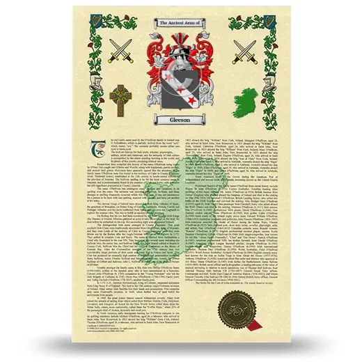 Gleeson Armorial History with Coat of Arms