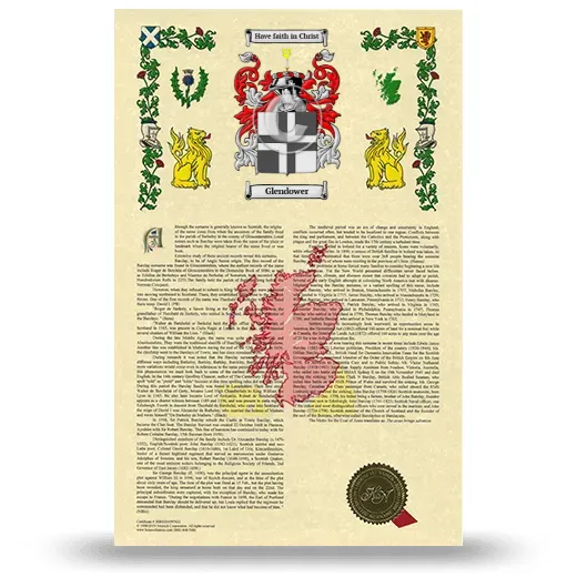 Glendower Armorial History with Coat of Arms