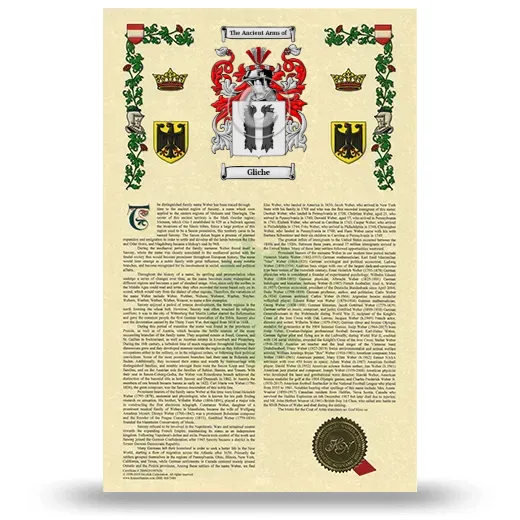 Gliche Armorial History with Coat of Arms