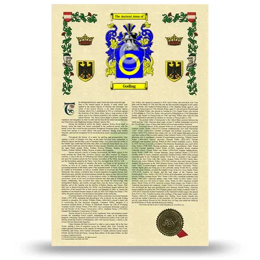 Goding Armorial History with Coat of Arms