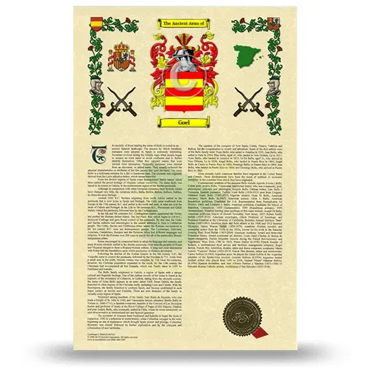 Goel Armorial History with Coat of Arms