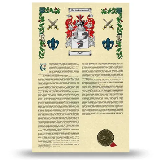 Goff Armorial History with Coat of Arms