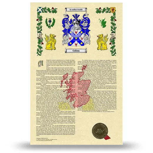 Golom Armorial History with Coat of Arms
