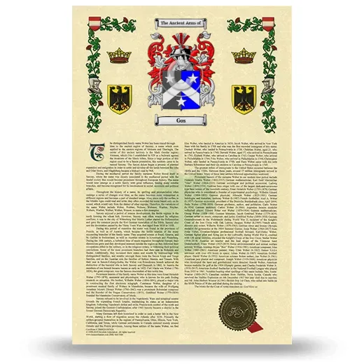 Gos Armorial History with Coat of Arms