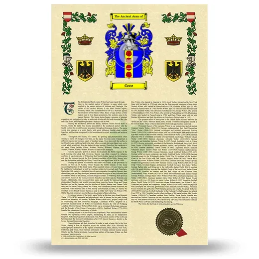 Gotz Armorial History with Coat of Arms