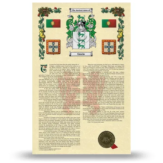 Gracia Armorial History with Coat of Arms