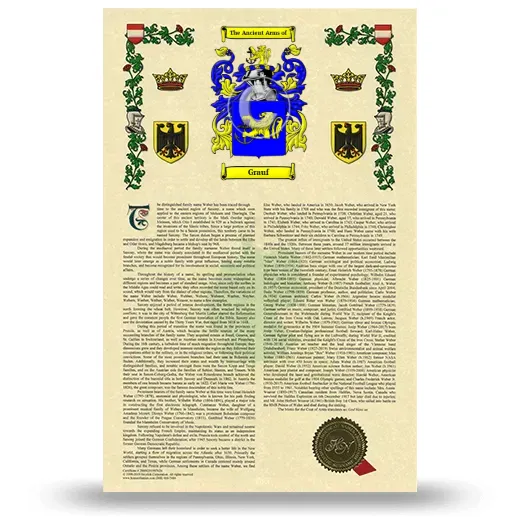 Grauf Armorial History with Coat of Arms