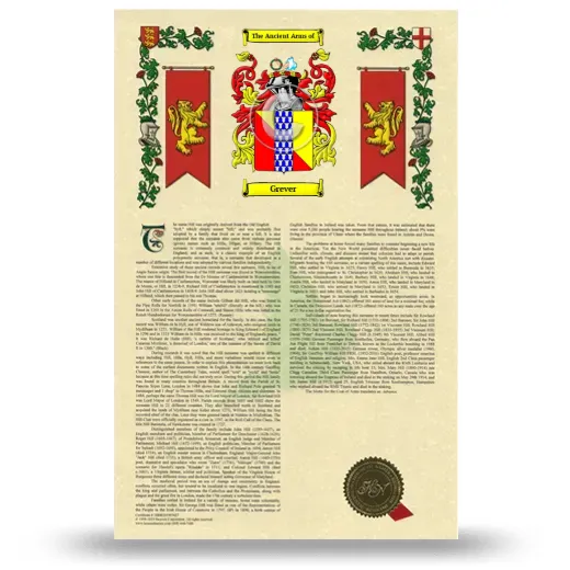 Grever Armorial History with Coat of Arms