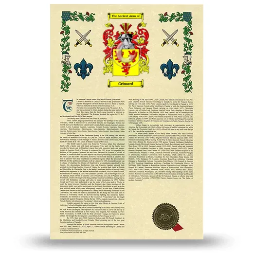 Grimard Armorial History with Coat of Arms