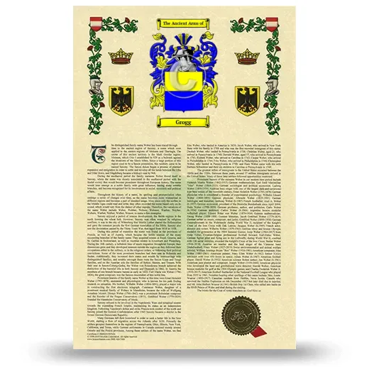 Grogg Armorial History with Coat of Arms