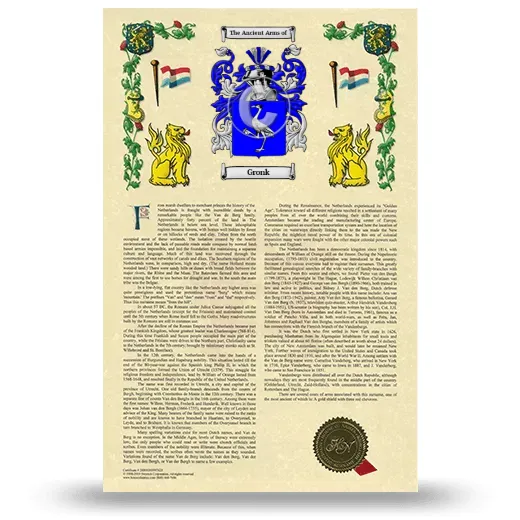 Gronk Armorial History with Coat of Arms