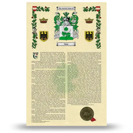 Gros Armorial History with Coat of Arms
