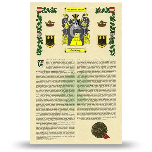 Grunberg Armorial History with Coat of Arms
