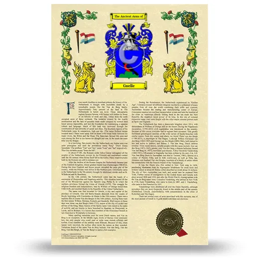Guelle Armorial History with Coat of Arms