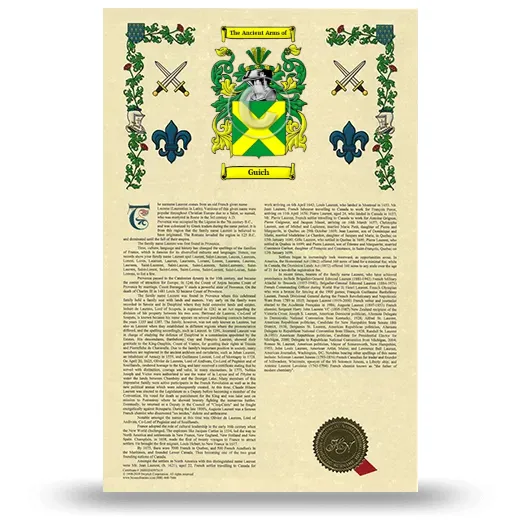 Guich Armorial History with Coat of Arms