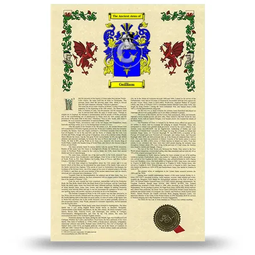 Guilliam Armorial History with Coat of Arms