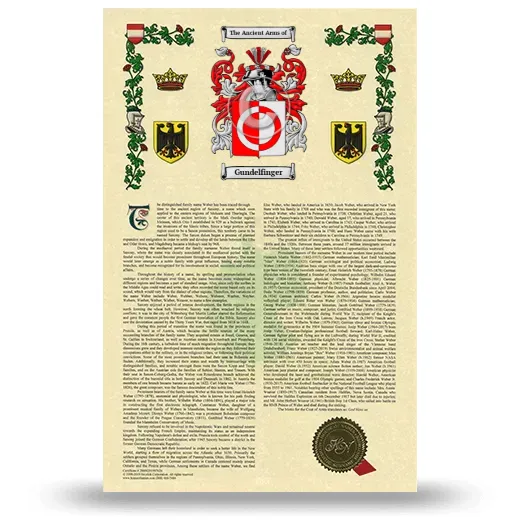 Gundelfinger Armorial History with Coat of Arms