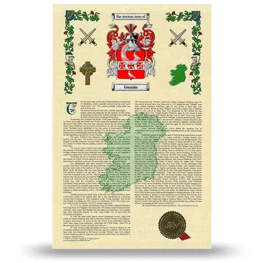 Gunnin Armorial History with Coat of Arms
