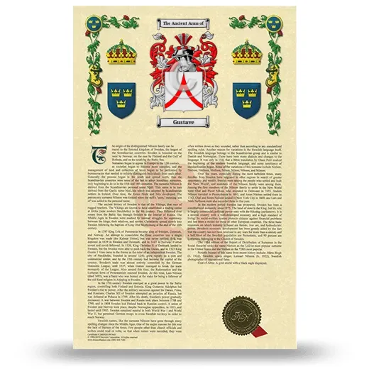 Gustave Armorial History with Coat of Arms